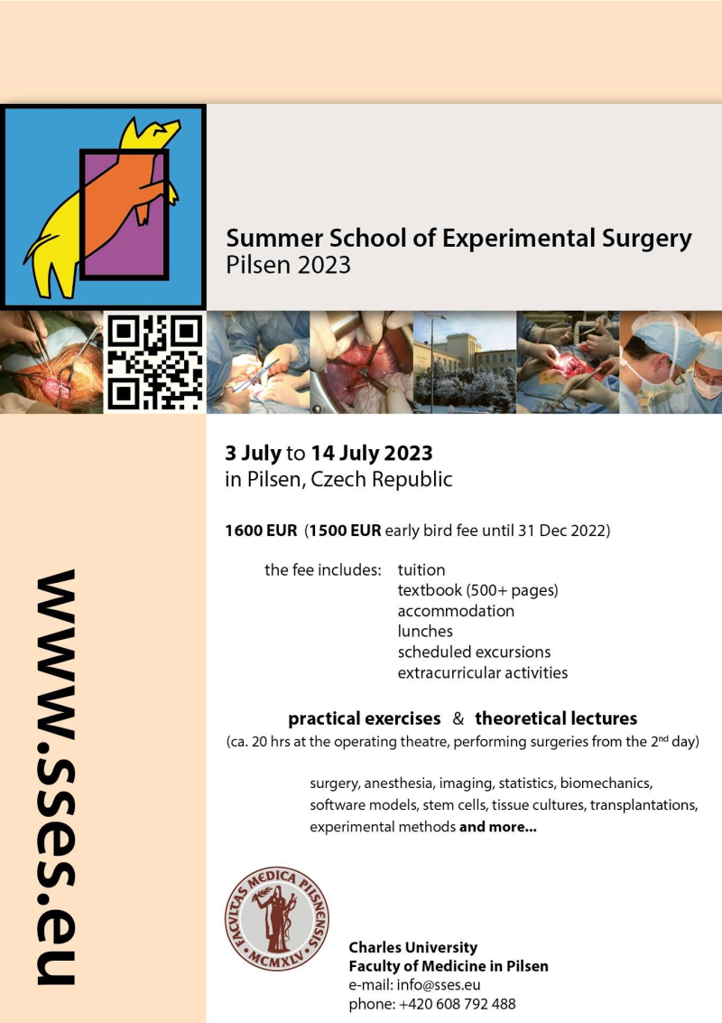 Flyer curso cirugía experimental en Pilsen, República Checa.